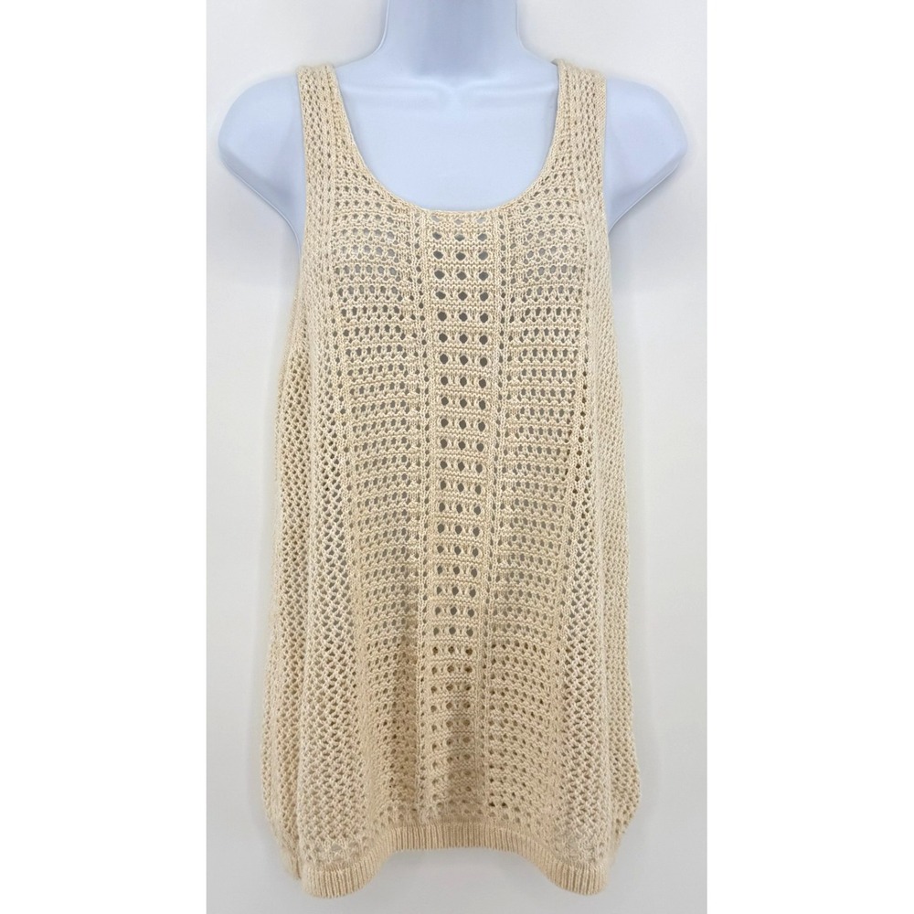 Gap For Good Women's M Cream Open Knit Crochet Sleeveless Sweater Tank